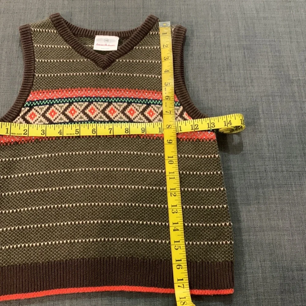 Hanna Andersson Boys Knit Sweater Vest Brown 5/110 Grandpa Core School Wedding